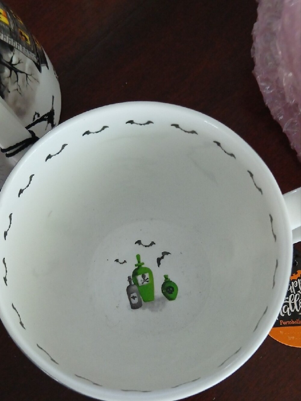 Happy Halloween Witch Brew Ceramic Mug - Black, White & Green Portobello By Desi - Picture 2 of 3